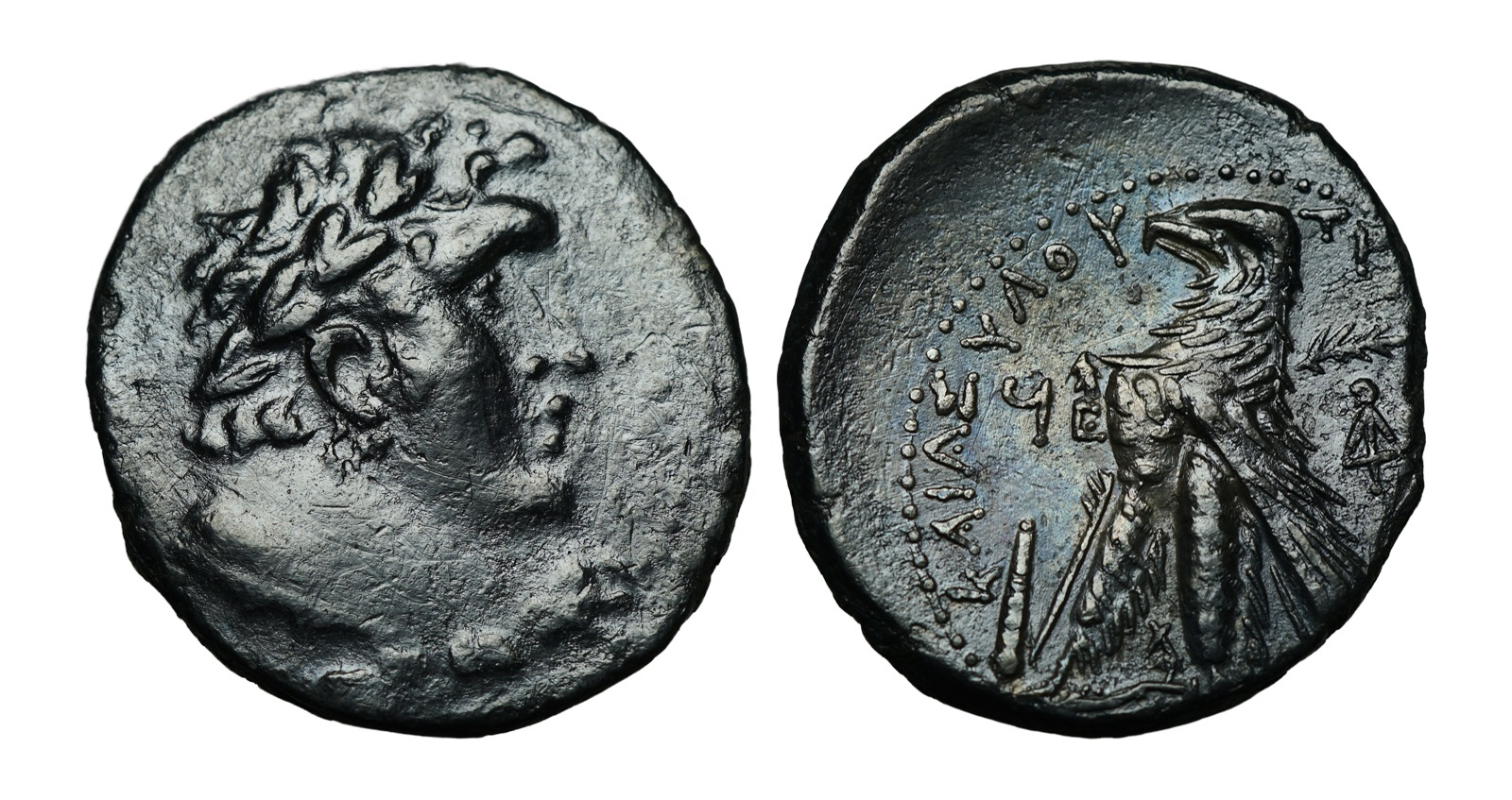 Tyre shekel with dark patina and eagle on prow